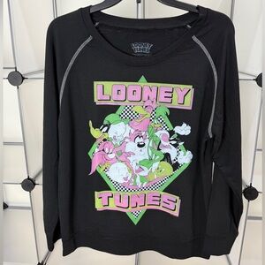Looney Tunes Characters Women's Cotton Pullover Sweatshirt Black Size L NWOT